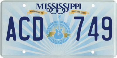 MS license plate ACD749