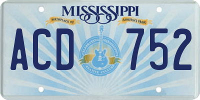 MS license plate ACD752
