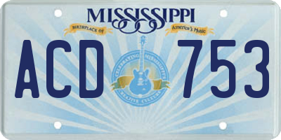 MS license plate ACD753