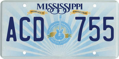 MS license plate ACD755
