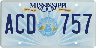 MS license plate ACD757