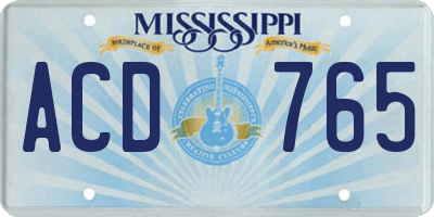 MS license plate ACD765