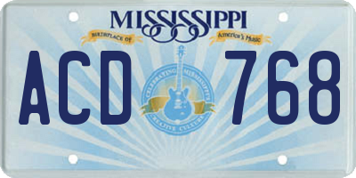 MS license plate ACD768