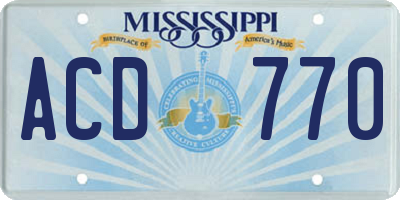 MS license plate ACD770
