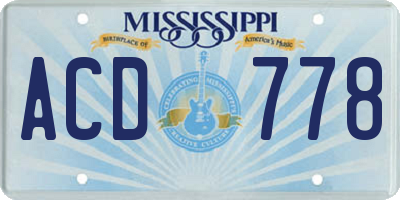 MS license plate ACD778