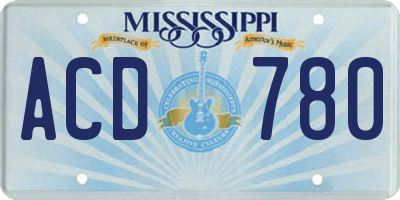 MS license plate ACD780