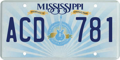 MS license plate ACD781