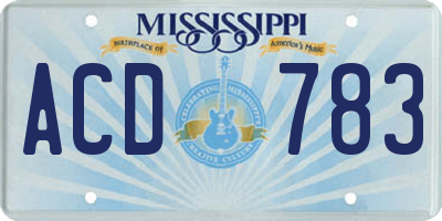MS license plate ACD783