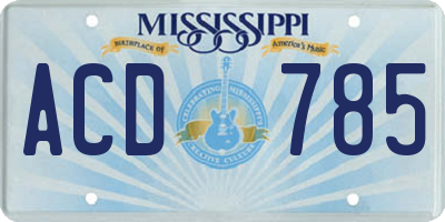 MS license plate ACD785