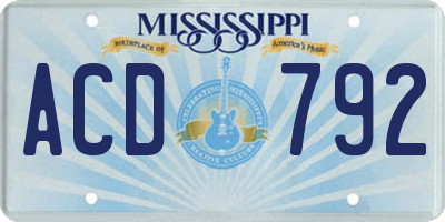 MS license plate ACD792