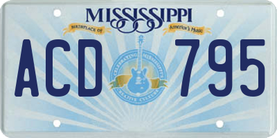 MS license plate ACD795
