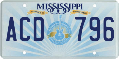 MS license plate ACD796