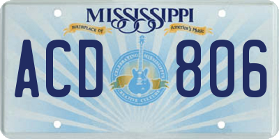MS license plate ACD806