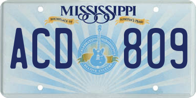 MS license plate ACD809