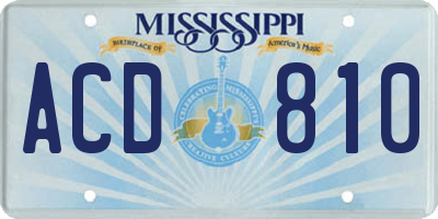 MS license plate ACD810