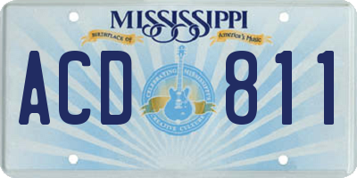 MS license plate ACD811
