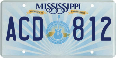 MS license plate ACD812