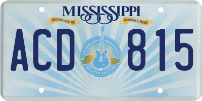 MS license plate ACD815