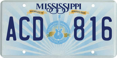 MS license plate ACD816