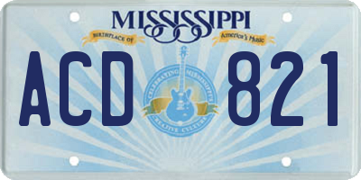 MS license plate ACD821