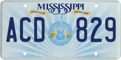 MS license plate ACD829