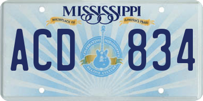 MS license plate ACD834