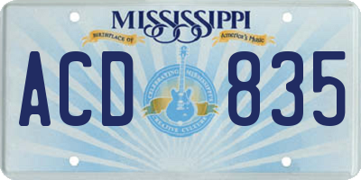 MS license plate ACD835