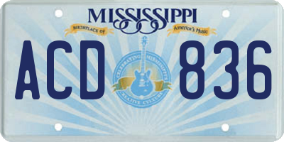MS license plate ACD836