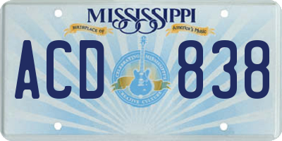 MS license plate ACD838