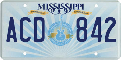 MS license plate ACD842