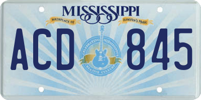 MS license plate ACD845