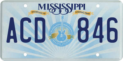 MS license plate ACD846
