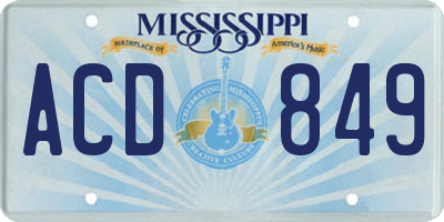 MS license plate ACD849