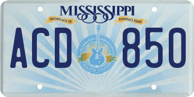 MS license plate ACD850