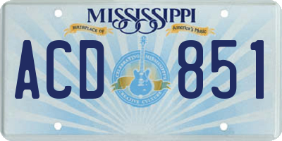 MS license plate ACD851