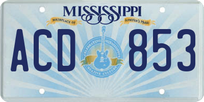 MS license plate ACD853