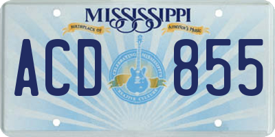 MS license plate ACD855