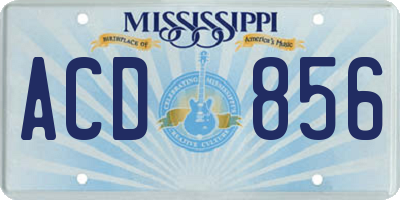 MS license plate ACD856