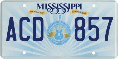 MS license plate ACD857