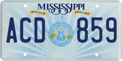 MS license plate ACD859
