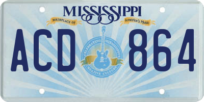 MS license plate ACD864