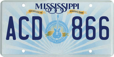 MS license plate ACD866