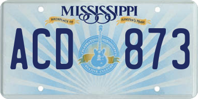 MS license plate ACD873