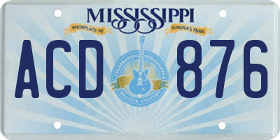 MS license plate ACD876