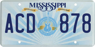 MS license plate ACD878