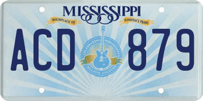 MS license plate ACD879