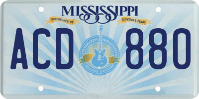 MS license plate ACD880
