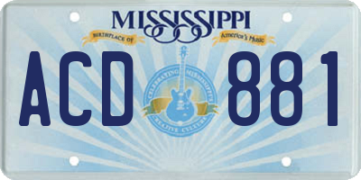 MS license plate ACD881