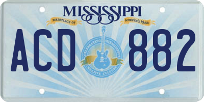 MS license plate ACD882