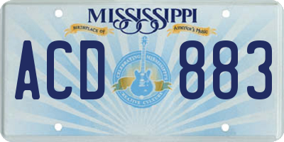 MS license plate ACD883